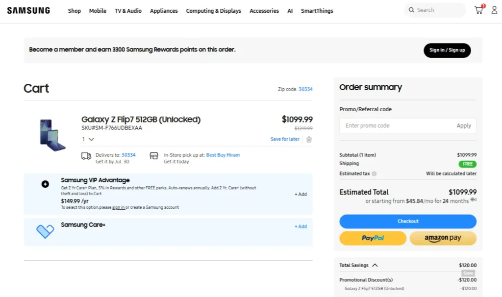 Samsung-Checkout